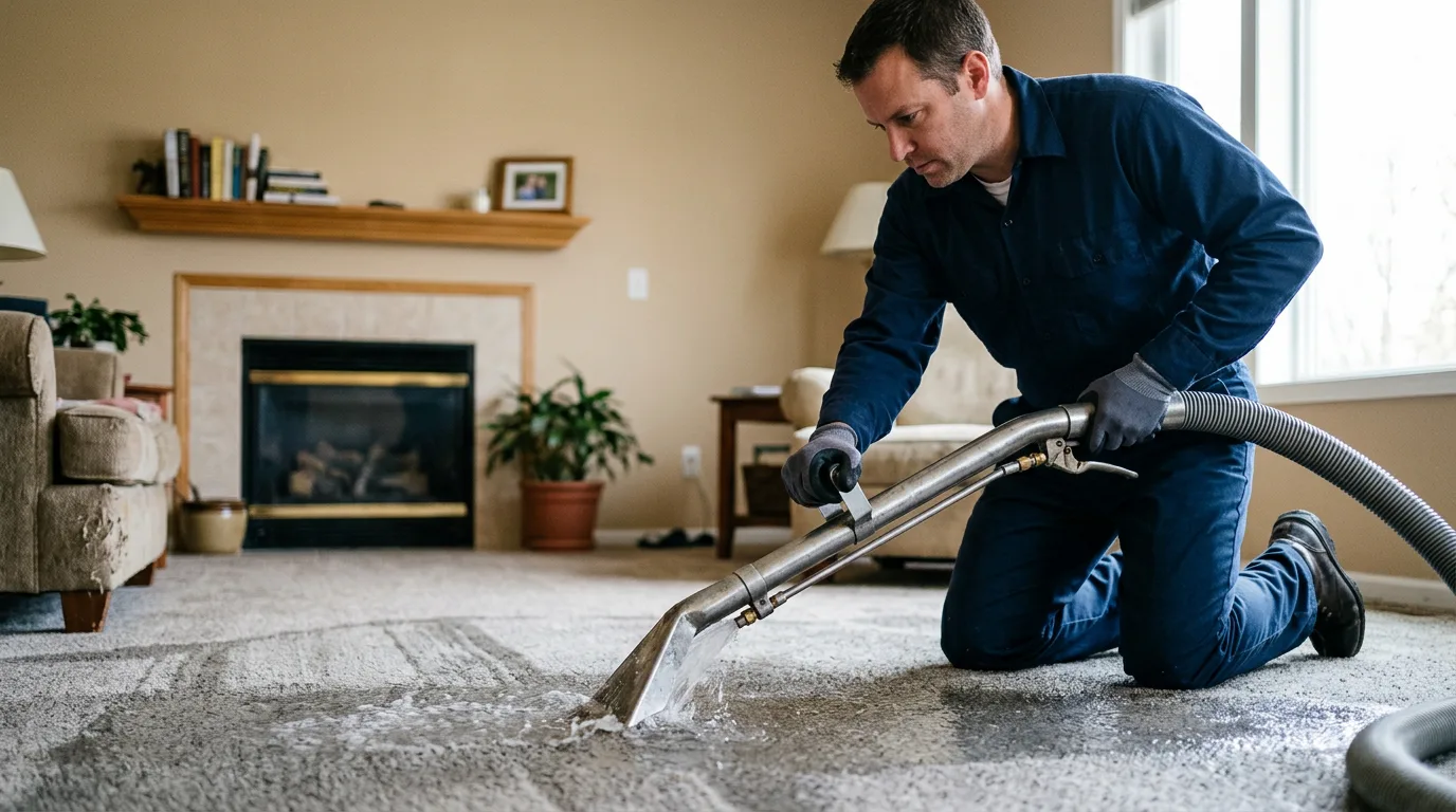 Water damage restoration technician working near South Paris, ME